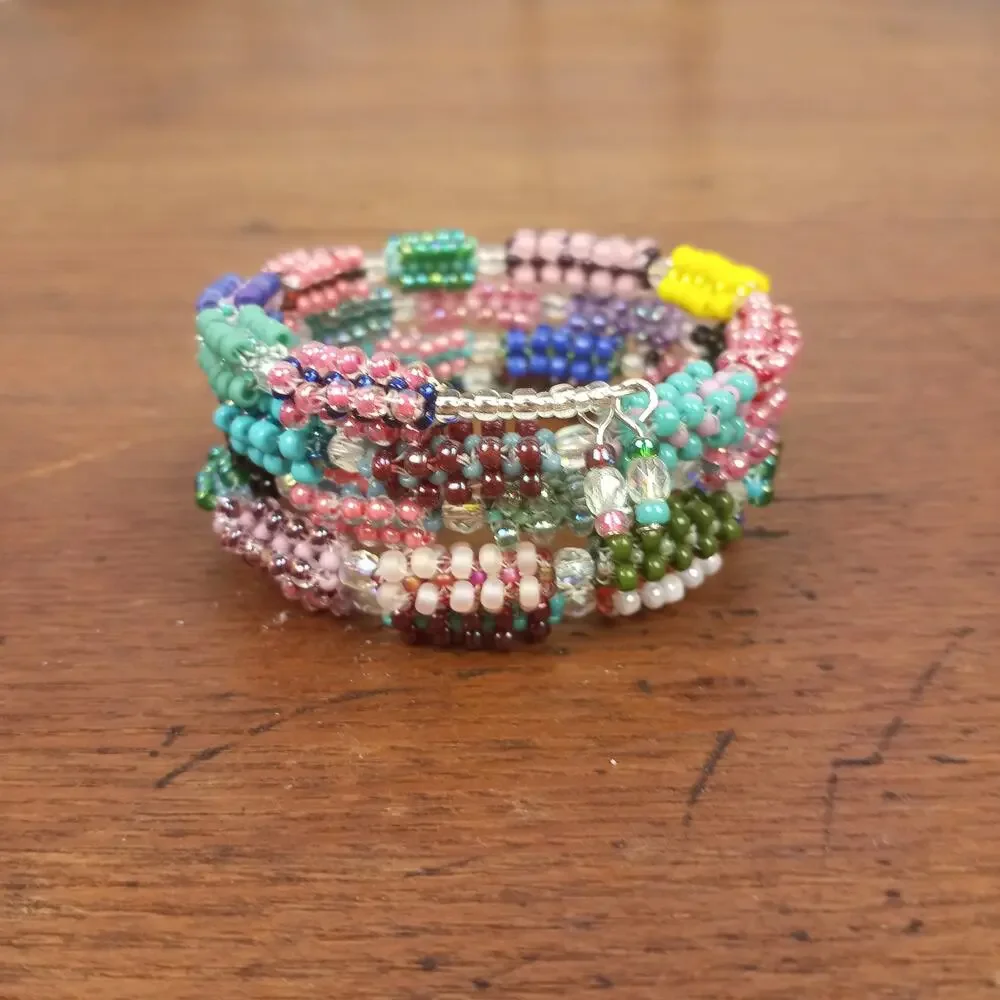 HANDMADE Colorful Beaded Beads Cuff Bracelet. OS